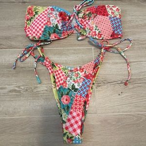 cute print, strapless bikini